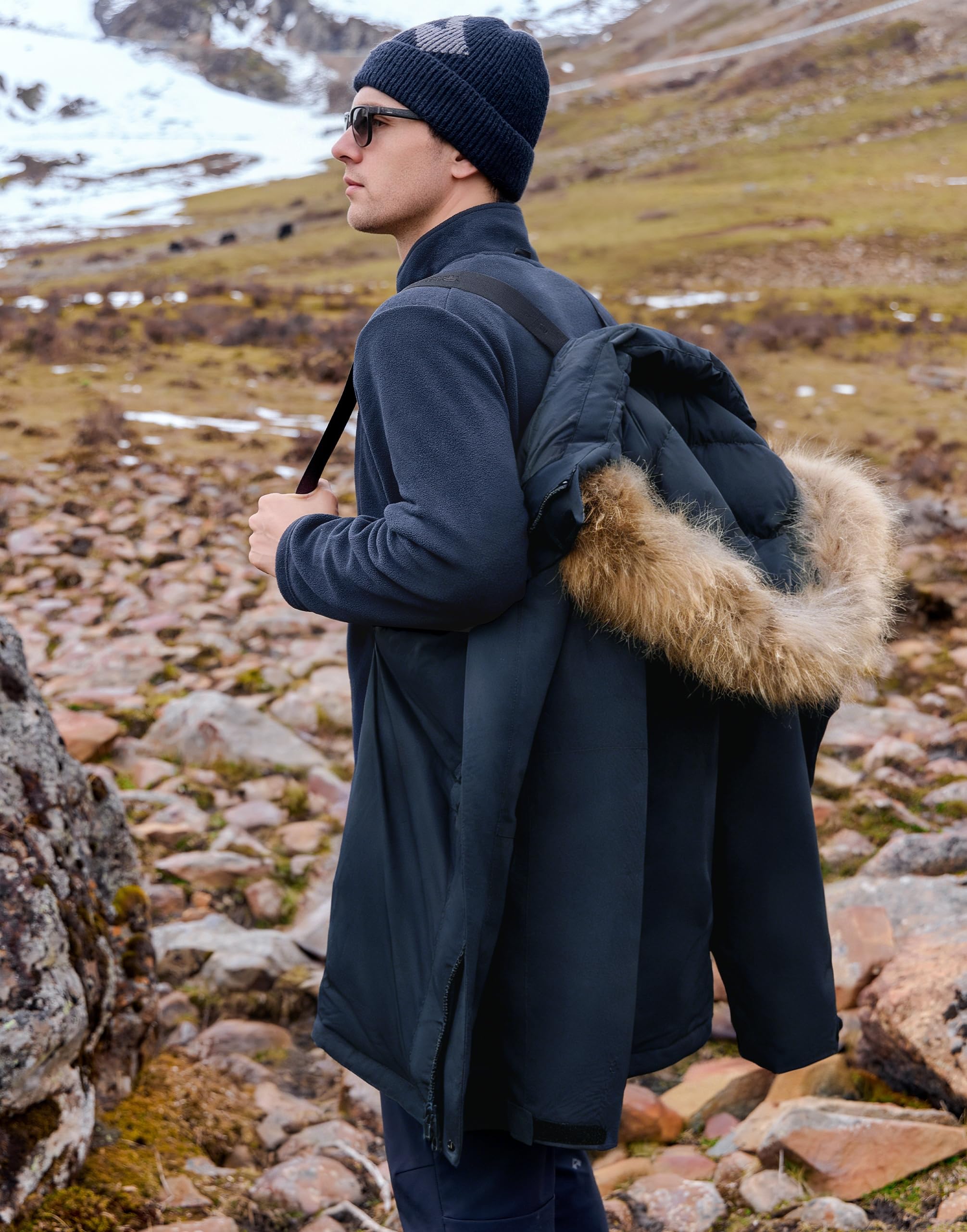 Insulated Down Parka Jacket with Faux Fur Hood