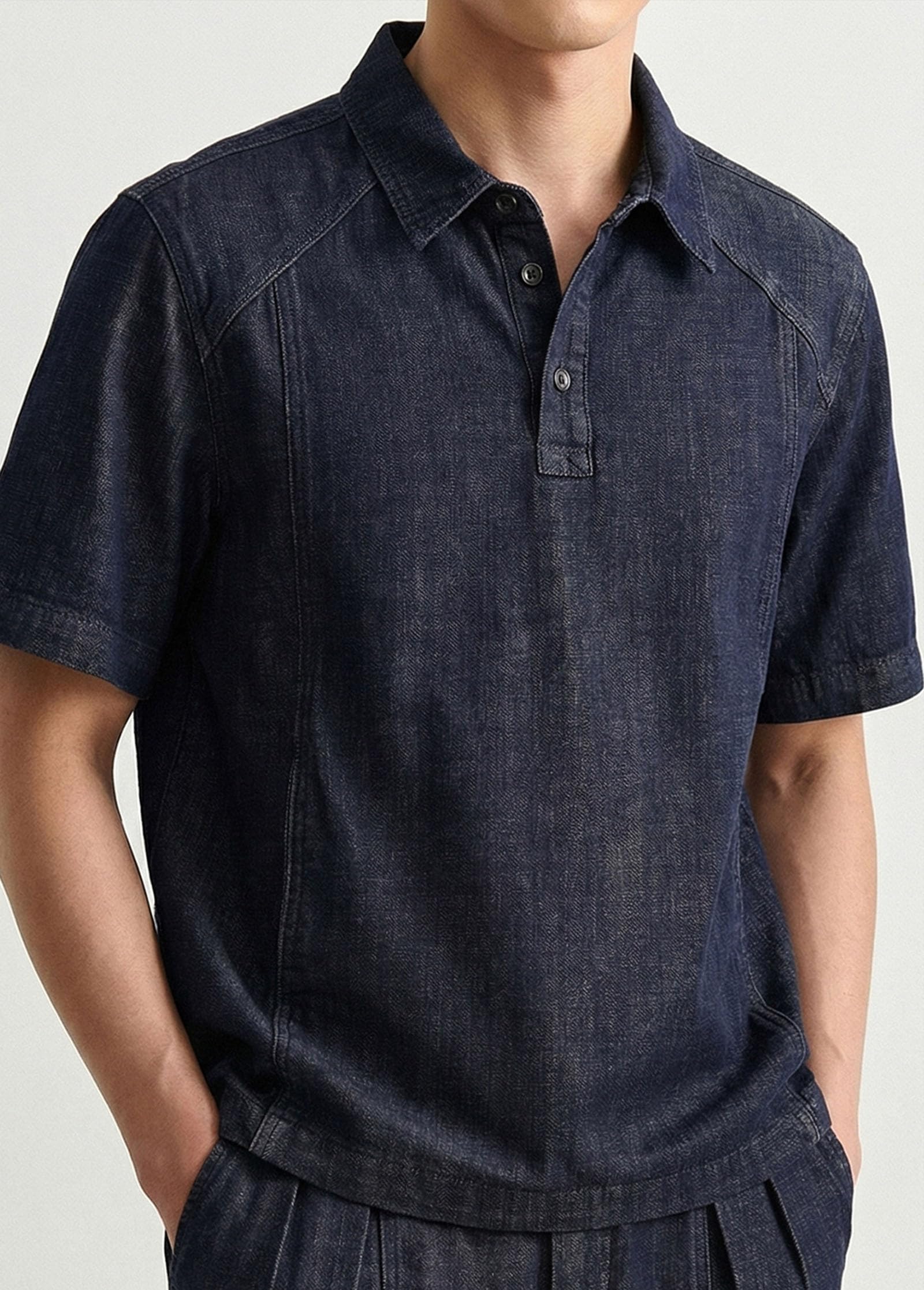 Denim Polo & Shorts Set – Blue 3XL