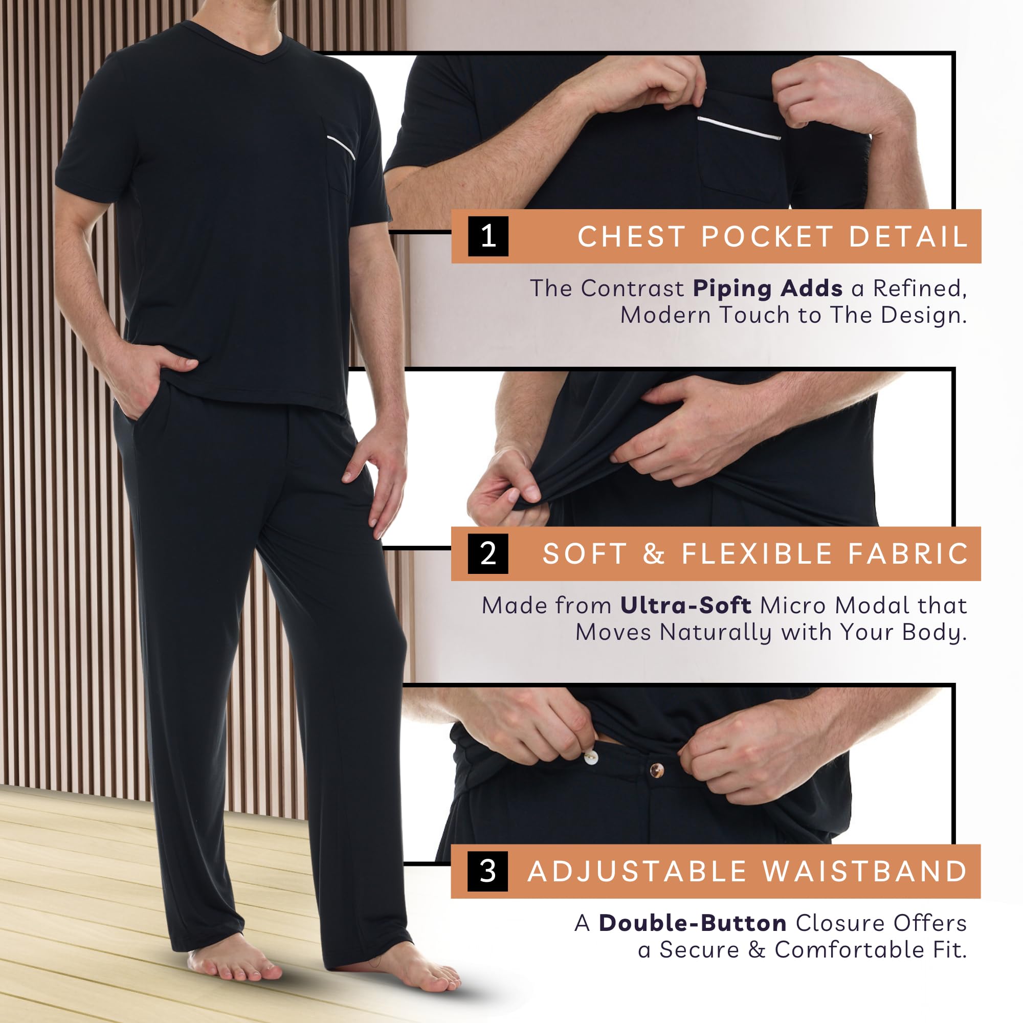 Micro Modal Pajama Set – Black XL