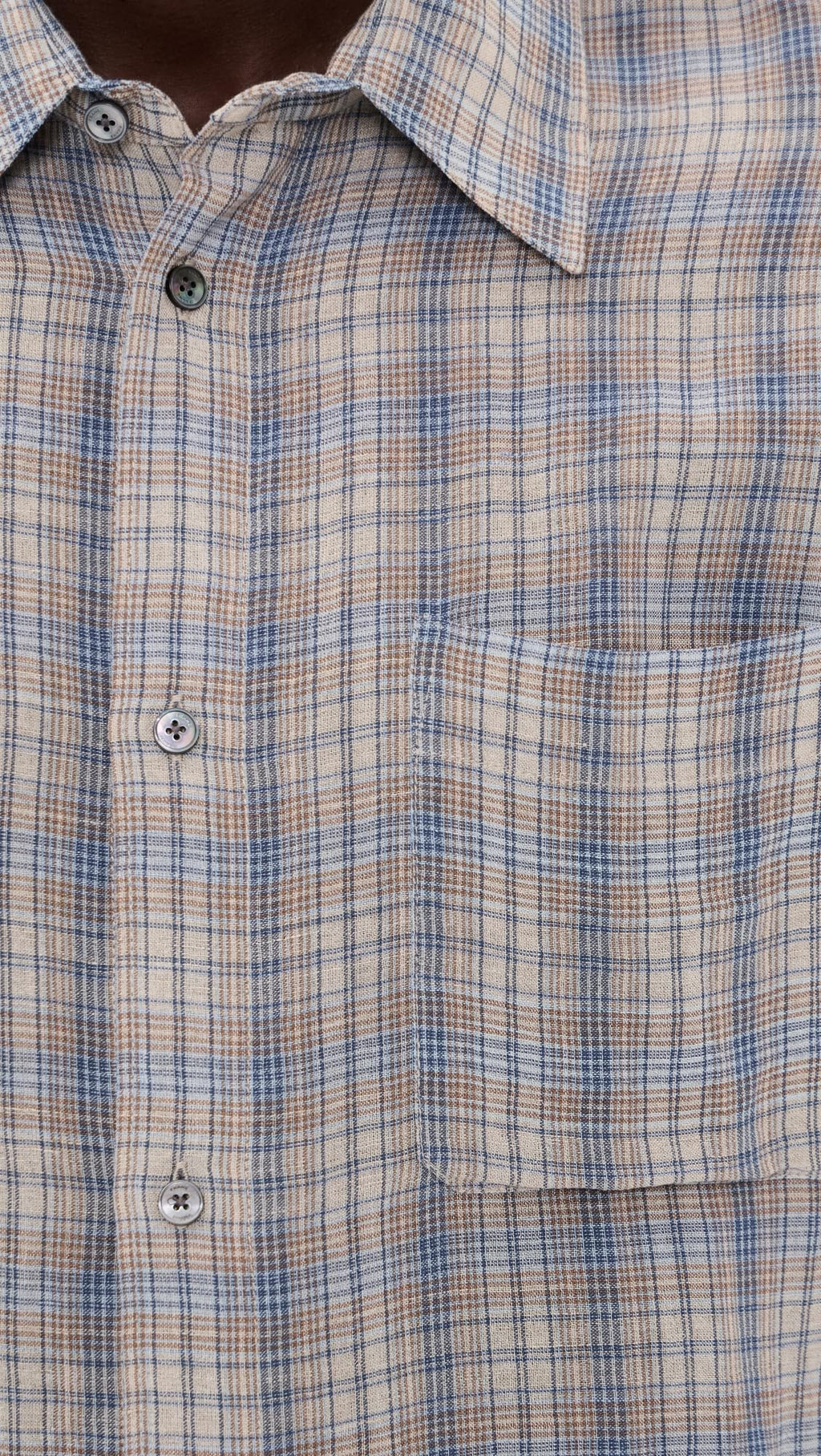 FRAME Men's Linen Blend Plaid Shirt