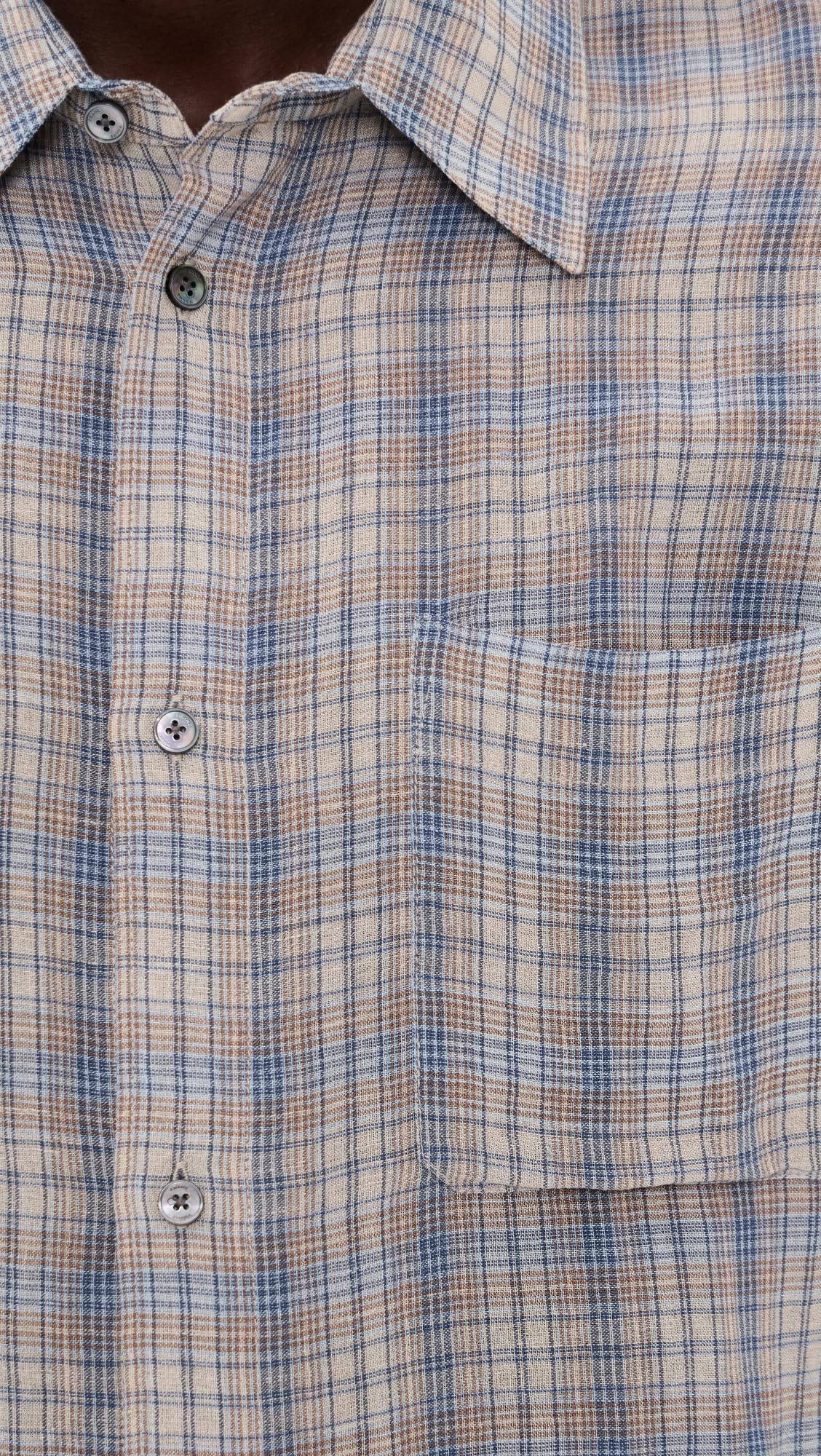 FRAME Men's Linen Blend Plaid Shirt