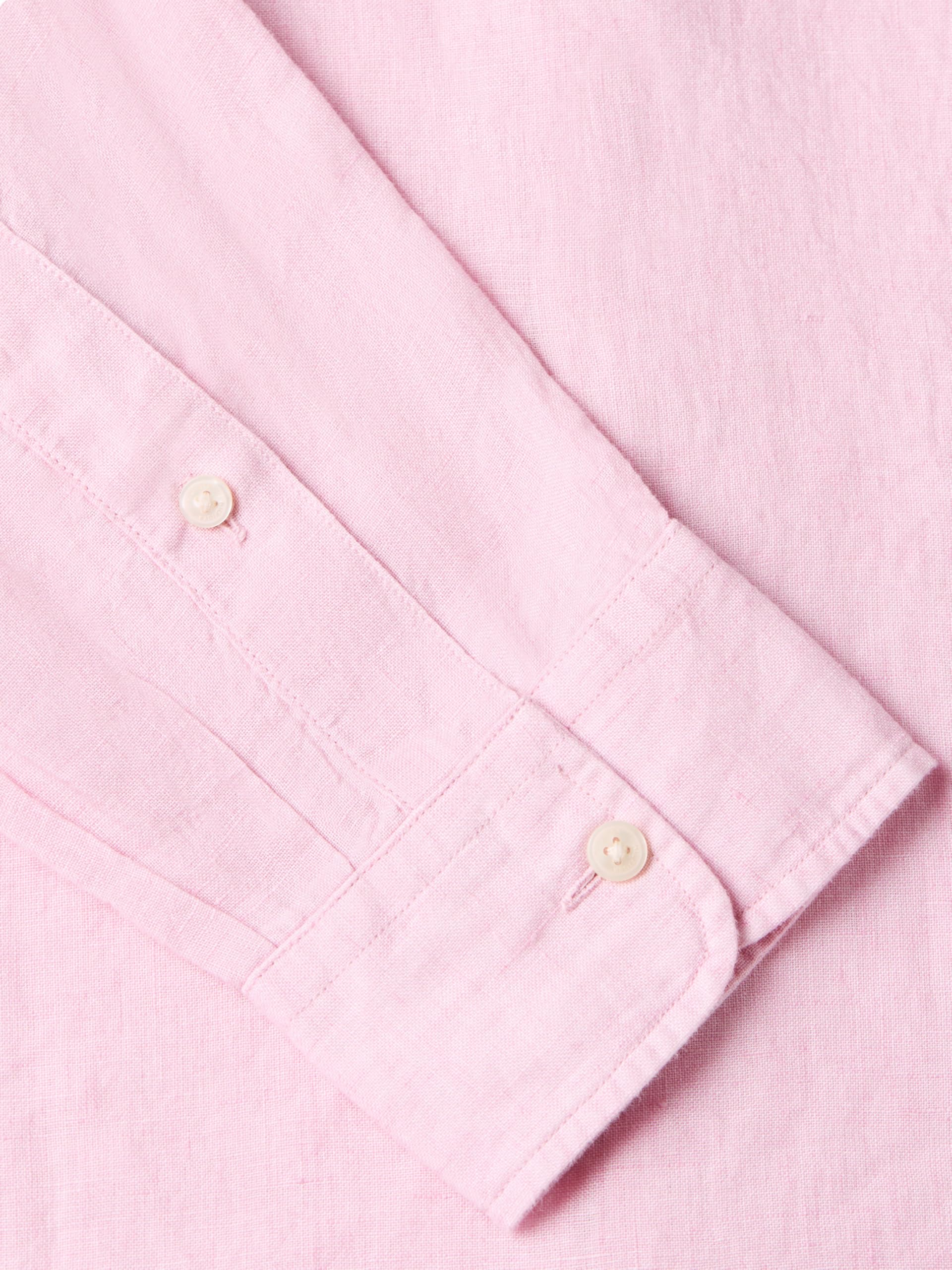 Long Sleeve Linen Button-Down Shirt – Light Pink L