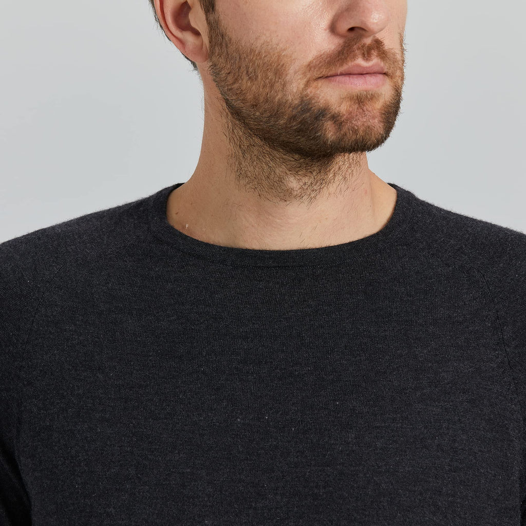 Cashmere Raglan Crewneck Sweater – Dark Grey M